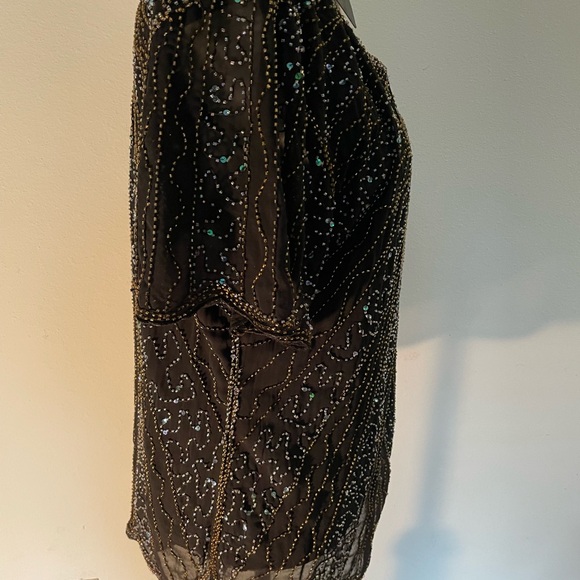 NWT Black sequins & beaded Blouse by Vision For Innovation Size L - Picture 6 of 10